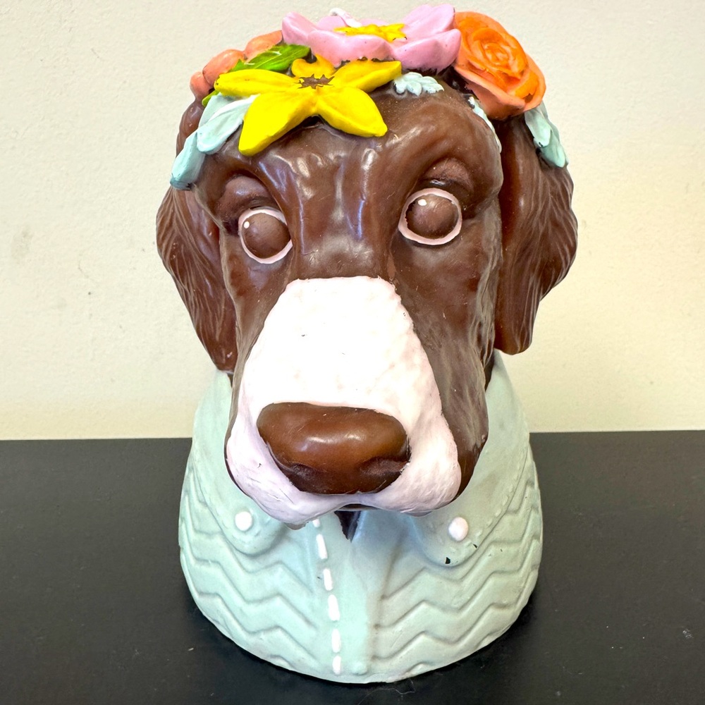 Whimsical Chocolate Lab Dog Head Candle